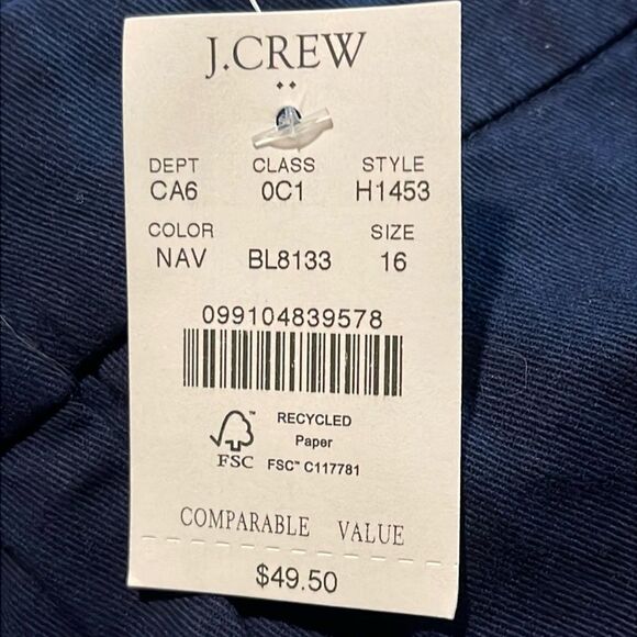 J Crew Factory NWT 5” Classic Chino Size 16 in Navy Blue - Picture 7 of 7